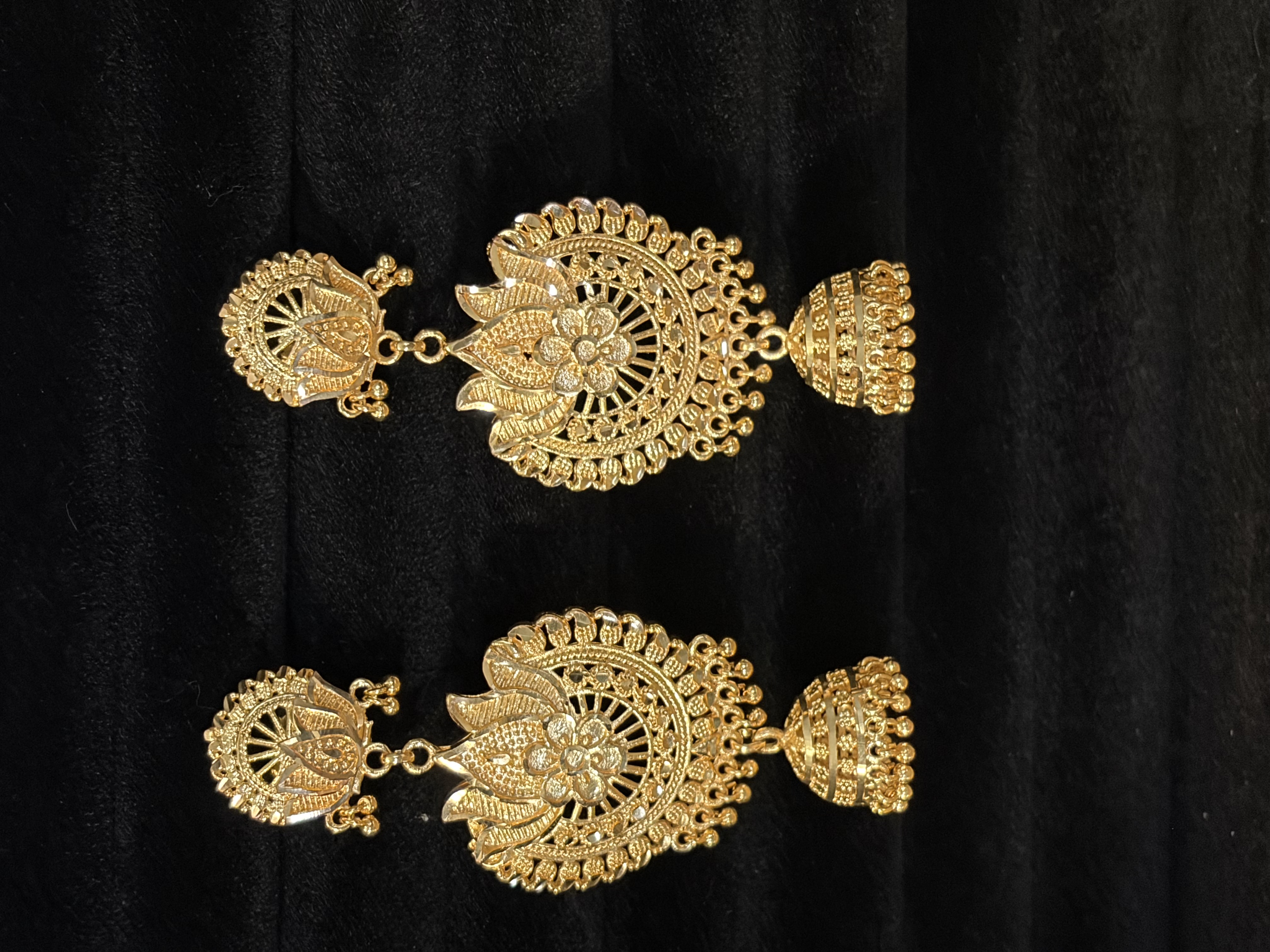 Large Gold Floral Jhumka Earrings