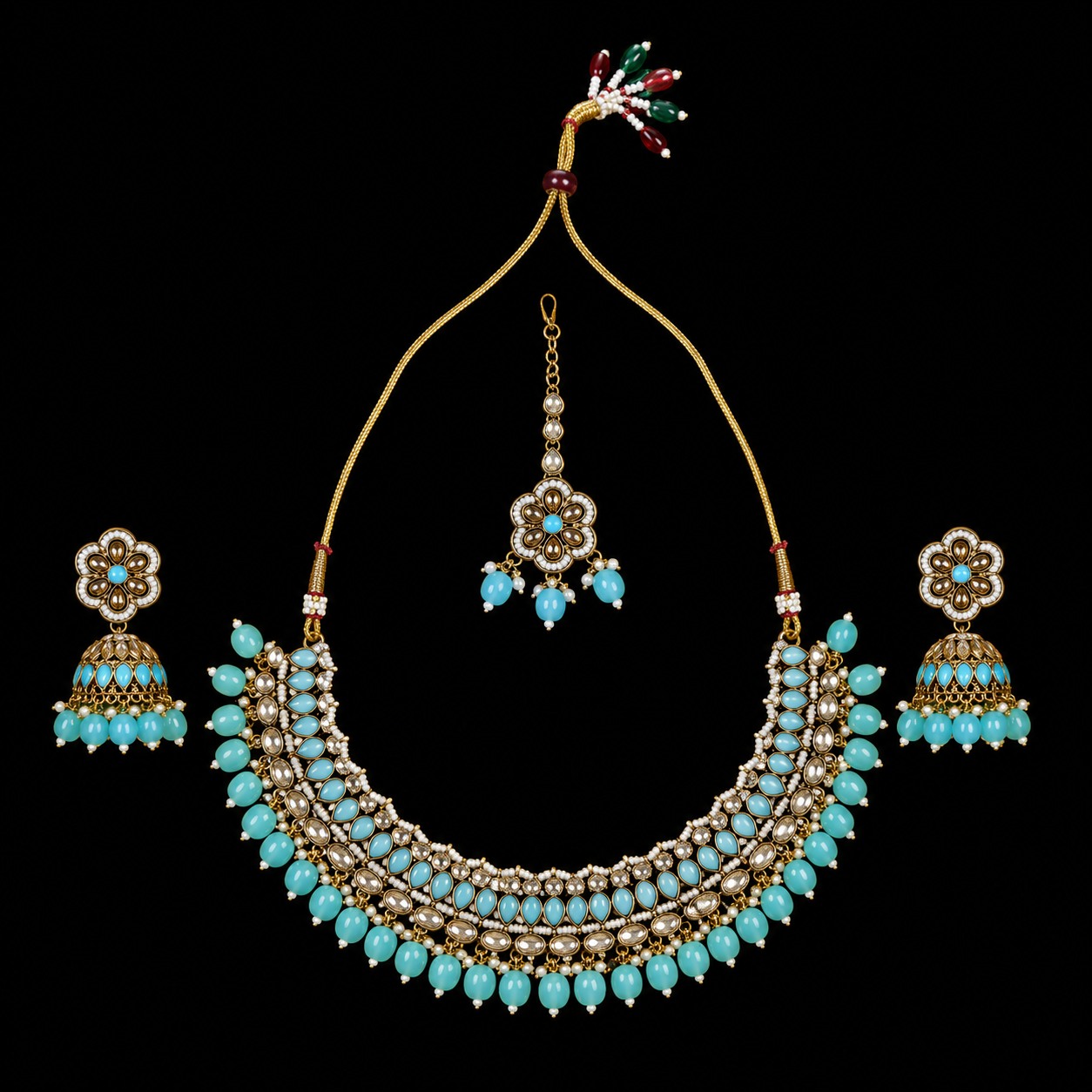 Mint Turquoise Kundan Necklace Set